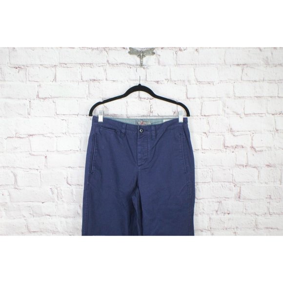 LL Bean Signature Camp Chino Pants Front tonal Patches Cotton Navy 30/34 - Picture 2 of 11